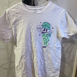 Nike White Tee with Green and Purple Graphic